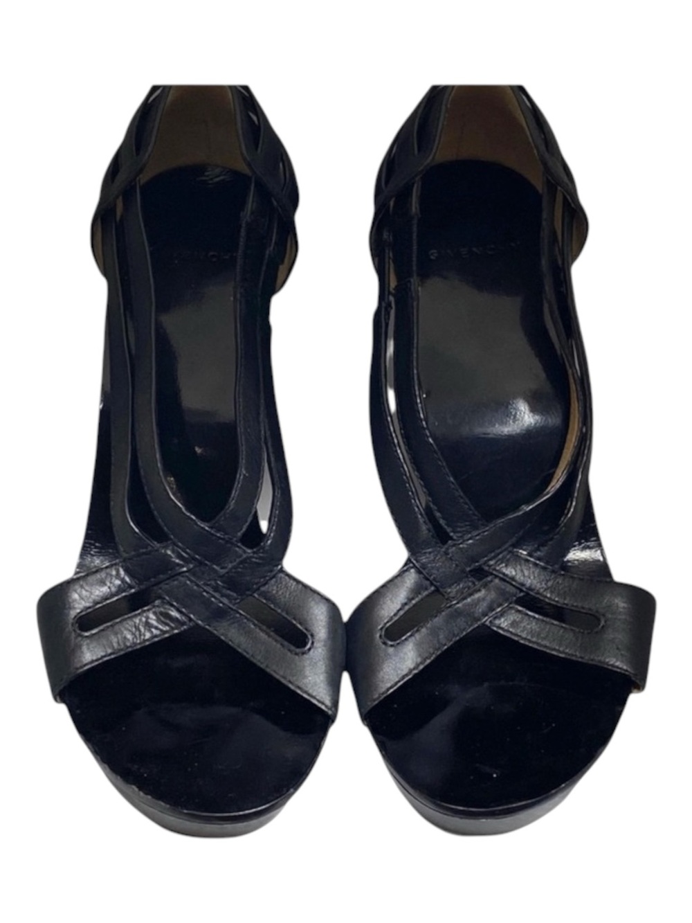 new Givenchy ༄ Cross Strap Wood Platform Sandals ༄ Black Leather ༄ 38.5 EU 8M ༄ - Picture 8 of 16